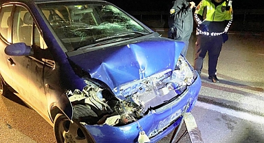 Otomobil kamyona çarptı: 1 yaralı