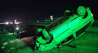 Ticari araç takla attı