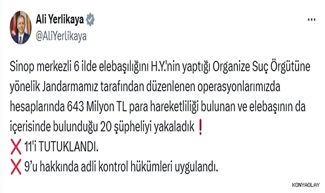 Sinop merkezli suç ağına darbe