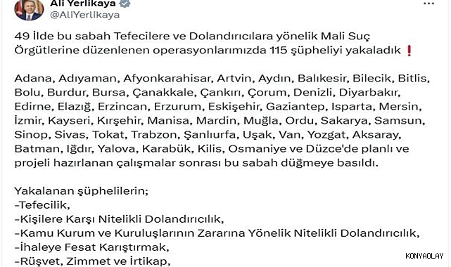 49 ilde mali suç örgütlerine operasyon
