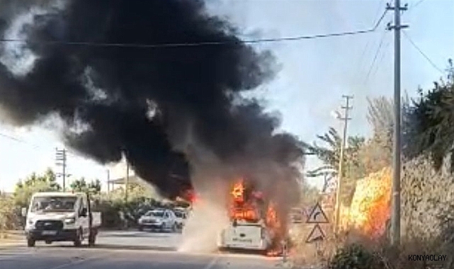 Öğrenci servisi yandı: öğrenciler tahliye edildi