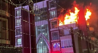 Konya'da apartmandan alevler yükseldi