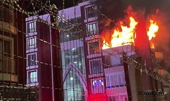 Konya'da apartmandan alevler yükseldi