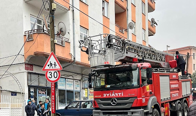 Beyşehir'de itfaiye merdiveni bu kez direğin tepesindeki kedi için uzatıldı