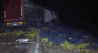 Beyşehir’de tır bariyerlere çarptı: 1 yaralı 