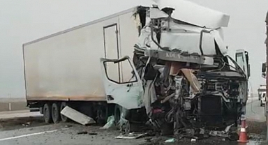 Tır yol kenarındaki tırın dorsesine çarptı: 1 yaralı