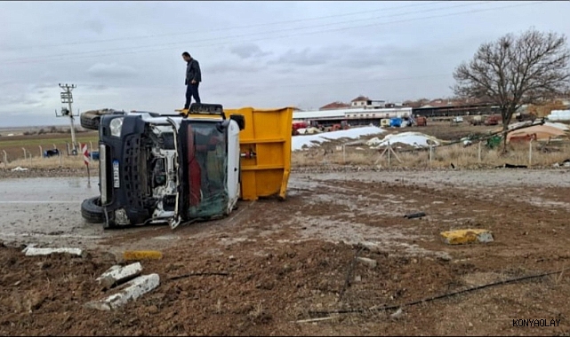 Kontrolden çıkan kamyon devrildi: 2 yaralı