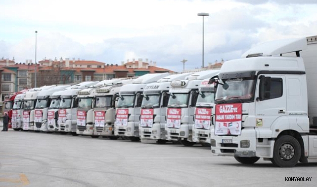 Konya'dan Gazze'ye 15 tır yardım yola çıktı