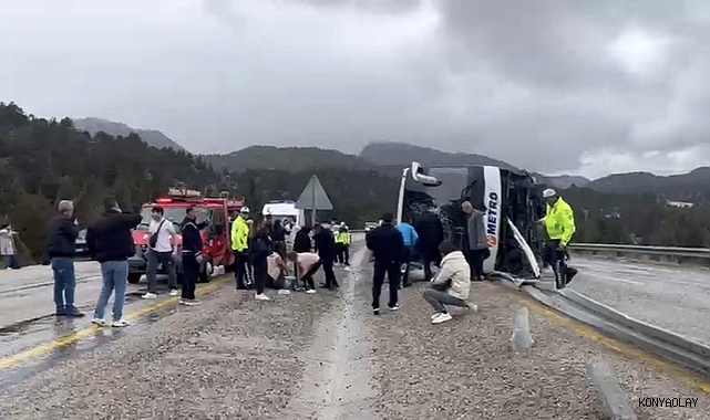 Yolcu otobüsü devrildi çok sayıda yaralılar var