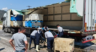 Dorse patladı, 15 ton balık atığı yola saçıldı