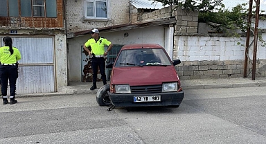Konya'da trafikte kaçış planı elinde patladı