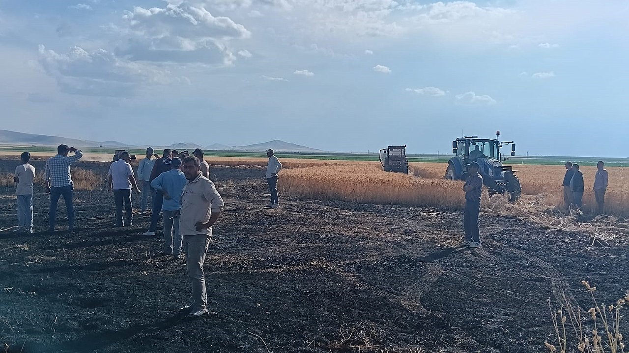 Karapınar'da buğday ekili tarlada yangın paniği